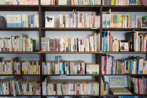 Books on Book shelves